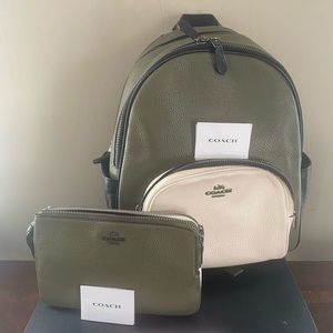 SOLD‼️ Olive Green and black Coach backpack and wristlet